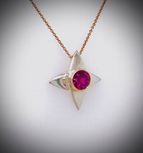 Load image into Gallery viewer, Rhodolite Garnet Gold and Sterling Silver Pendant